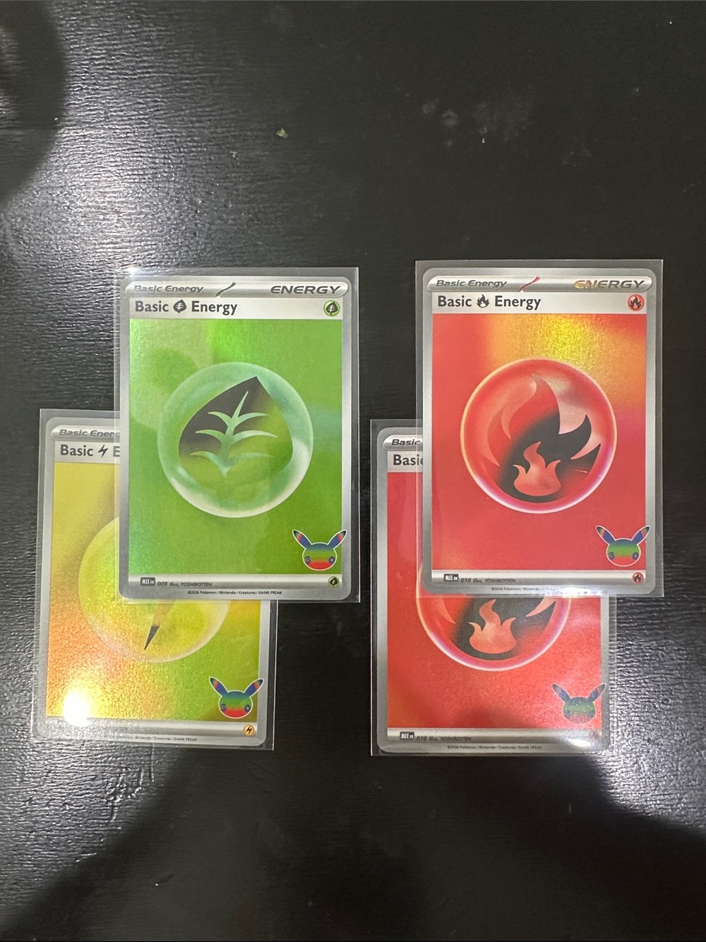 Pokemon 30th Celebration Energy Card Lot - Green & Red Basic Energy (Set)